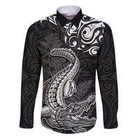 New Zealand Crocodile Tattoo and Fern Family Matching Tank Maxi Dress and Hawaiian Shirt Maori Pattern