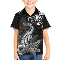 New Zealand Crocodile Tattoo and Fern Hawaiian Shirt Maori Pattern LT03 - Polynesian Pride
