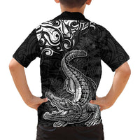 New Zealand Crocodile Tattoo and Fern Hawaiian Shirt Maori Pattern LT03 - Polynesian Pride
