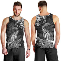 New Zealand Crocodile Tattoo and Fern Men Tank Top Maori Pattern