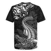 New Zealand Crocodile Tattoo and Fern Rugby Jersey Maori Pattern LT03 - Polynesian Pride