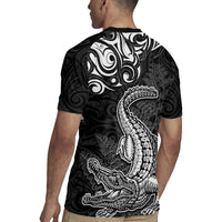 New Zealand Crocodile Tattoo and Fern Rugby Jersey Maori Pattern LT03 - Polynesian Pride