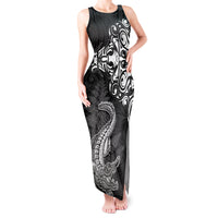 New Zealand Crocodile Tattoo and Fern Tank Maxi Dress Maori Pattern LT03 Women Black - Polynesian Pride