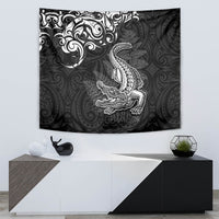 New Zealand Crocodile Tattoo and Fern Tapestry Maori Pattern LT03 - Polynesian Pride