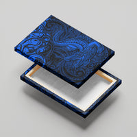 New Zealand Crocodile Tattoo and Fern Canvas Wall Art Maori Pattern Blue Color