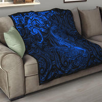 New Zealand Crocodile Tattoo and Fern Quilt Maori Pattern Blue Color LT03 - Polynesian Pride