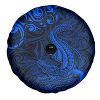 New Zealand Crocodile Tattoo and Fern Spare Tire Cover Maori Pattern Blue Color LT03 - Polynesian Pride