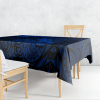 New Zealand Crocodile Tattoo and Fern Tablecloth Maori Pattern Blue Color LT03 - Polynesian Pride