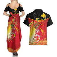 Papua New Guinea Independence Day Couples Matching Summer Maxi Dress and Hawaiian Shirt Happy Anniversary 50th Bird-of-paradise Melanesian Tattoos - Polynesian Pride