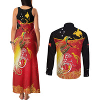 Papua New Guinea Independence Day Couples Matching Tank Maxi Dress and Long Sleeve Button Shirt Happy Anniversary 50th Bird-of-paradise Melanesian Tattoos - Polynesian Pride