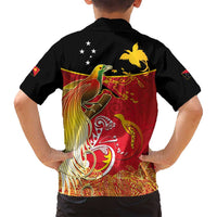 Papua New Guinea Independence Day Family Matching Off Shoulder Short Dress and Hawaiian Shirt Happy Anniversary 50th Bird-of-paradise Melanesian Tattoos - Polynesian Pride