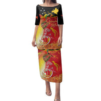 Papua New Guinea Independence Day Family Matching Puletasi and Hawaiian Shirt Happy Anniversary 50th Bird-of-paradise Melanesian Tattoos - Polynesian Pride