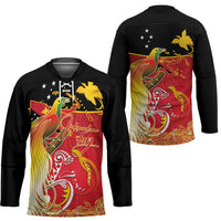 Papua New Guinea Independence Day Hockey Jersey Happy Anniversary 50th Bird-of-paradise Melanesian Tattoos LT03 - Polynesian Pride