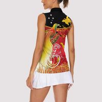 Papua New Guinea Independence Day Women Sleeveless Polo Shirt Happy Anniversary 50th Bird-of-paradise Melanesian Tattoos - Polynesian Pride