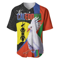New Caledonia Baseball Jersey Kagu Bird and The Seal with Melanesian Culture - Polynesian Pride
