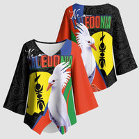 New Caledonia Kimono Sleeve Blouse Kagu Bird and The Seal with Melanesian Culture - Polynesian Pride