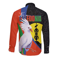 New Caledonia Long Sleeve Button Shirt Kagu Bird and The Seal with Melanesian Culture - Polynesian Pride