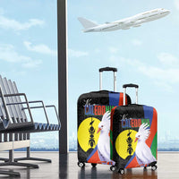 New Caledonia Luggage Cover Kagu Bird and The Seal with Melanesian Culture - Polynesian Pride