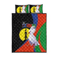 New Caledonia Quilt Bed Set Kagu Bird and The Seal with Melanesian Culture - Polynesian Pride