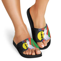 New Caledonia Slide Sandals Kagu Bird and The Seal with Melanesian Culture - Polynesian Pride