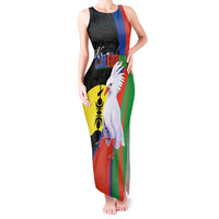 New Caledonia Tank Maxi Dress Kagu Bird and The Seal with Melanesian Culture - Polynesian Pride