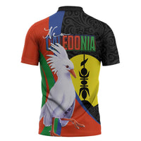 New Caledonia Zipper Polo Shirt Kagu Bird and The Seal with Melanesian Culture - Polynesian Pride