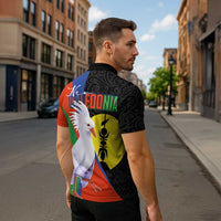 New Caledonia Zipper Polo Shirt Kagu Bird and The Seal with Melanesian Culture - Polynesian Pride