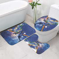 Marshall Islands Manit Day Bathroom Set Grunge National Flag with Whales and Tribal Tattoos - Polynesian Pride