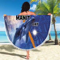 Marshall Islands Manit Day Beach Blanket Grunge National Flag with Whales and Tribal Tattoos - Polynesian Pride
