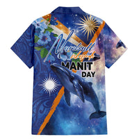 Marshall Islands Manit Day Family Matching Mermaid Dress and Hawaiian Shirt Grunge National Flag with Whales and Tribal Tattoos - Polynesian Pride