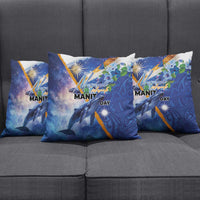 Marshall Islands Manit Day Pillow Cover Grunge National Flag with Whales and Tribal Tattoos - Polynesian Pride