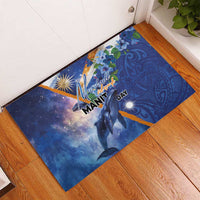 Marshall Islands Manit Day Rubber Doormat Grunge National Flag with Whales and Tribal Tattoos - Polynesian Pride