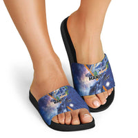 Marshall Islands Manit Day Slide Sandals Grunge National Flag with Whales and Tribal Tattoos - Polynesian Pride