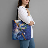 Marshall Islands Manit Day Tote Bag Grunge National Flag with Whales and Tribal Tattoos - Polynesian Pride