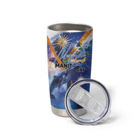 Marshall Islands Manit Day Tumbler Cup Grunge National Flag with Whales and Tribal Tattoos - Polynesian Pride