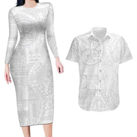Samoan Culture-Lotu Tamaiti Couples Matching Long Sleeve Bodycon Dress and Hawaiian Shirt Siapo and Polynesian Art Tattoos - Polynesian Pride