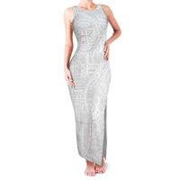 Samoan Culture-Lotu Tamaiti Family Matching Tank Maxi Dress and Hawaiian Shirt Siapo and Polynesian Art Tattoos LT03 Mom's Dress White - Polynesian Pride