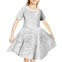 Samoan Culture-Lotu Tamaiti Kid Short Sleeve Dress Siapo and Polynesian Art Tattoos - Polynesian Pride