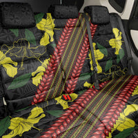 Samoan Culture Back Car Seat Cover Hibiscus and Ula Fala with Tapa Pattern Black Color LT03 - Polynesian Pride