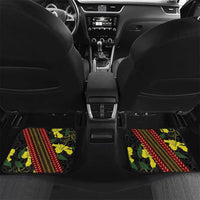 Samoan Culture Car Mats Hibiscus and Ula Fala with Tapa Pattern Black Color