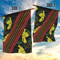 Samoan Culture Garden Flag Hibiscus and Ula Fala with Tapa Pattern Black Color LT03 - Polynesian Pride