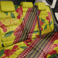 Samoan Culture Back Car Seat Cover Hibiscus and Ula Fala with Tapa Pattern Yellow Color LT03 - Polynesian Pride