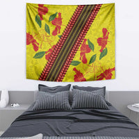 Samoan Culture Tapestry Hibiscus and Ula Fala with Tapa Pattern Yellow Color LT03 - Polynesian Pride