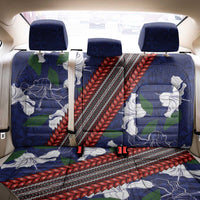 Samoan Culture Back Car Seat Cover Hibiscus and Ula Fala with Tapa Pattern Blue Color LT03 - Polynesian Pride