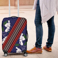 Samoan Culture Luggage Cover Hibiscus and Ula Fala with Tapa Pattern Blue Color LT03 Blue - Polynesian Pride