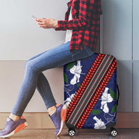 Samoan Culture Luggage Cover Hibiscus and Ula Fala with Tapa Pattern Blue Color LT03 - Polynesian Pride