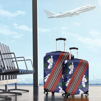 Samoan Culture Luggage Cover Hibiscus and Ula Fala with Tapa Pattern Blue Color LT03 - Polynesian Pride