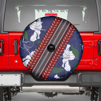 Samoan Culture Spare Tire Cover Hibiscus and Ula Fala with Tapa Pattern Blue Color LT03 - Polynesian Pride