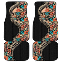 Hawaiian Hibiscus and Tropical Leaves Car Mats Patchwork Grunge Abstract and Tapa Tribal Pattern Half Style LT03 - Polynesian Pride