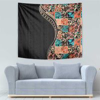 Hawaiian Hibiscus and Tropical Leaves Tapestry Patchwork Grunge Abstract and Tapa Tribal Pattern Half Style LT03 - Polynesian Pride